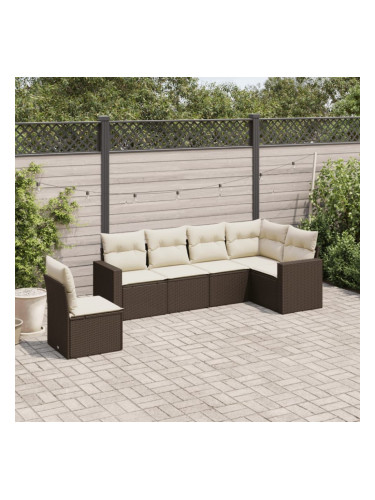 Sonata H Градински комплект с възглавници, 6 части, кафяв, полиратан