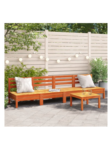 Sonata H Градински дивани без подлакътници 4 бр восъчнокафяв дърво масив