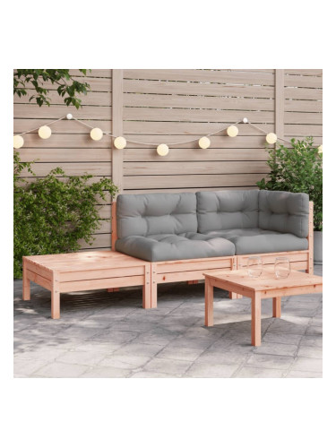 Sonata H Градински диван с възглавници и табуретка, дугласко дърво масив