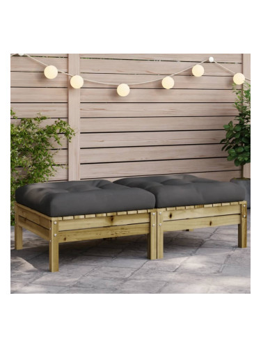 Sonata H Градински табуретки с възглавници, 2 бр, импрегниран бор