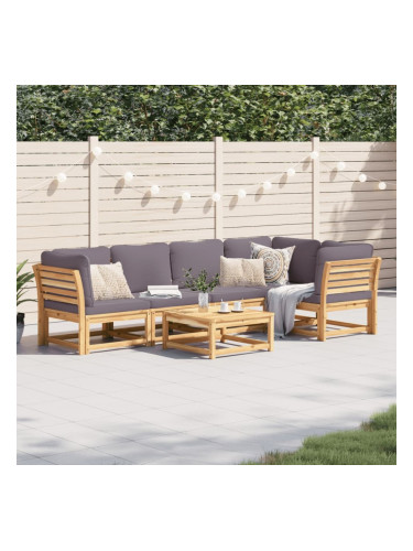 Sonata H Градински лаундж комплект с възглавници, 6 части, масив акация