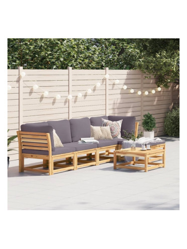 Sonata H Градински лаундж комплект с възглавници, 6 части, масив акация