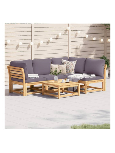 Sonata H Градински лаундж комплект с възглавници, 5 части, акация масив