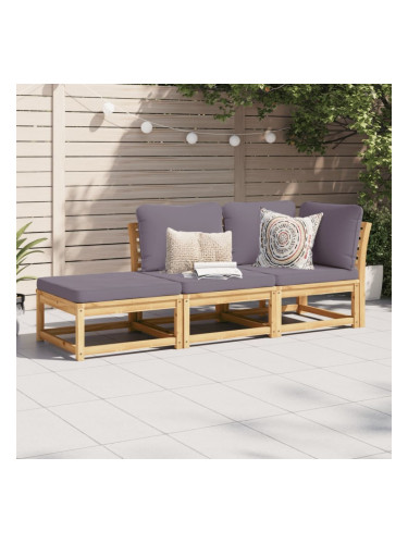 Sonata H Градински лаундж комплект с възглавници, 3 части, акация масив