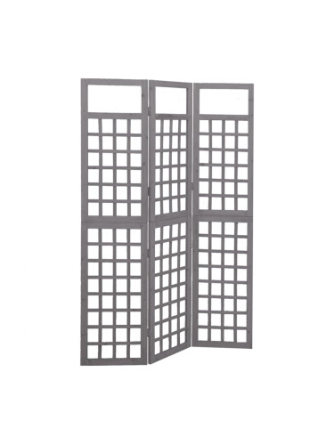 Sonata H Параван за стая, 3 панела, сив, масивна ела, 121x180 см