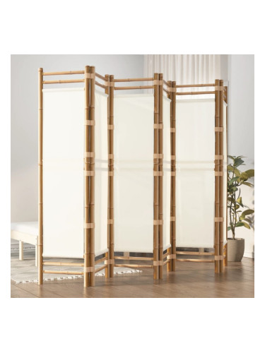 Sonata H Сгъваема 6-панелна преграда за стая 240 см бамбук и платно