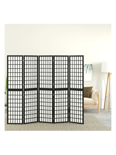 Sonata H Параван за стая, 5 панела, японски стил, 200x170 cм, черен