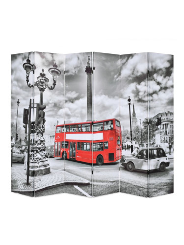 Sonata H Сгъваем параван за стая, 228x170 см, автобус Лондон, черно-бял