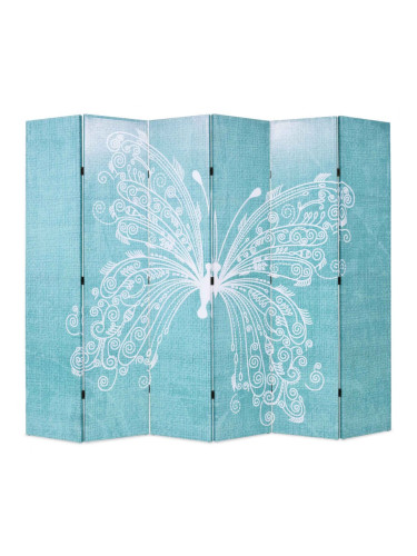 Sonata H Сгъваем параван за стая, 228x170 см, пеперуда, син