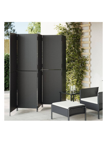 Sonata H Параван за стая, 5 панела, черен, полиратан