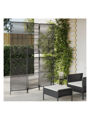 Sonata H Параван за стая, 3 панела, черен, полиратан