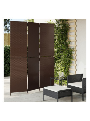 Sonata H Параван за стая, 3 панела, кафяв, полиратан