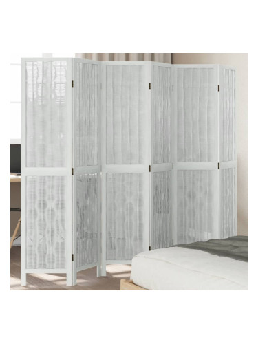 Sonata H Разделител за стая, 6 панела, бял, дърво пауловния масив