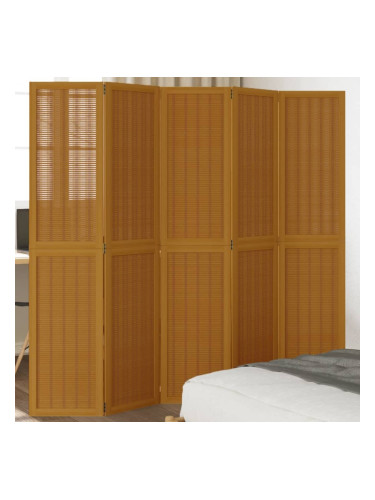 Sonata H Разделител за стая, 5 панела, кафяв, дърво пауловния масив