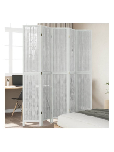 Sonata H Разделител за стая, 5 панела, бял, дърво пауловния масив