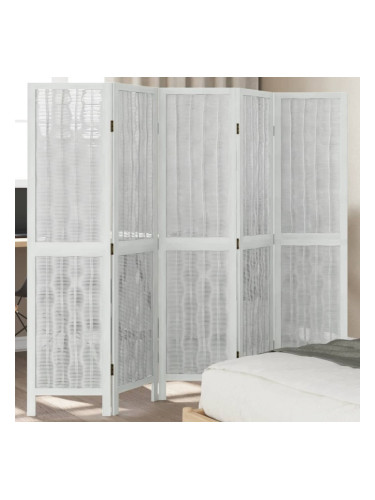Sonata H Разделител за стая, 5 панела, бял, дърво пауловния масив