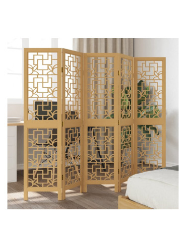 Sonata H Разделител за стая, 5 панела, кафяв, дърво пауловния масив