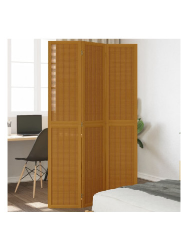 Sonata H Разделител за стая, 3 панела, кафяв, дърво пауловния масив