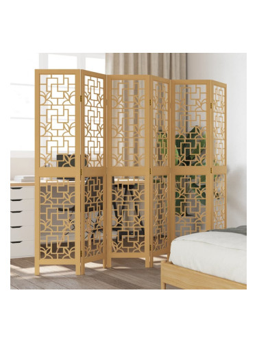 Sonata H Разделител за стая, 6 панела, кафяв, дърво пауловния масив