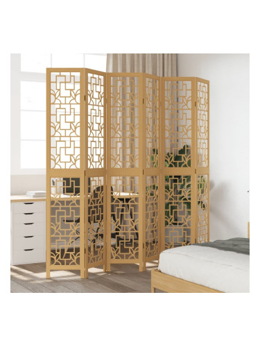 Sonata H Разделител за стая, 6 панела, кафяв, дърво пауловния масив