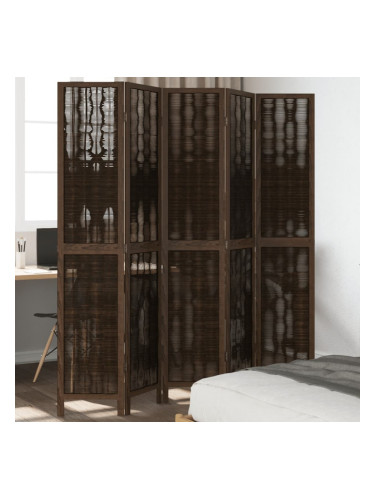 Sonata H Разделител за стая, 5 панела, тъмнокафяв, дърво пауловния масив