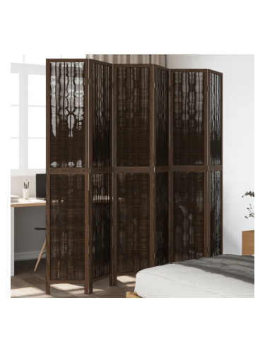 Sonata H Разделител за стая, 6 панела, тъмнокафяв, дърво пауловния масив