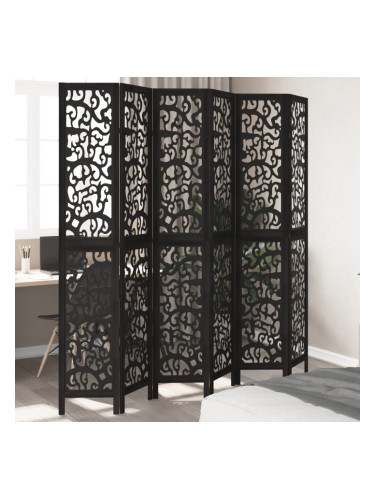 Sonata H Разделител за стая, 6 панела, черен, дърво пауловния масив