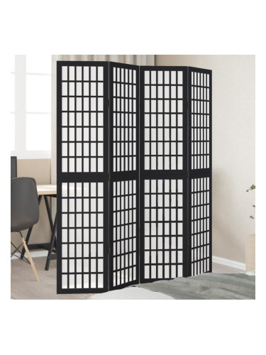 Sonata H Разделител за стая, 4 панела, черен, дърво пауловния масив