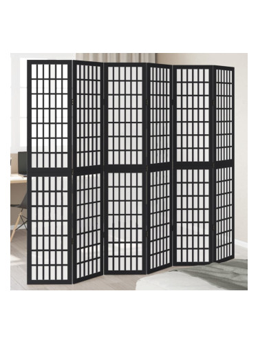 Sonata H Разделител за стая, 6 панела, черен, дърво пауловния масив