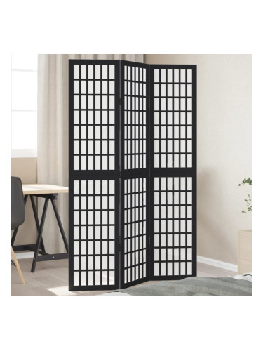 Sonata H Разделител за стая, 3 панела, черен, дърво пауловния масив