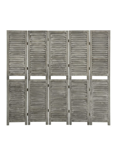 Sonata H Параван за стая, 5 панела, сив, 179x166 cм, дървен масив