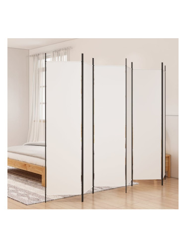 Sonata H Параван за стая, 6 панела, бял, 300x200 см, текстил