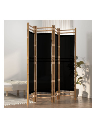 Sonata H Сгъваема 4-панелна преграда за стая 160 см бамбук и платно