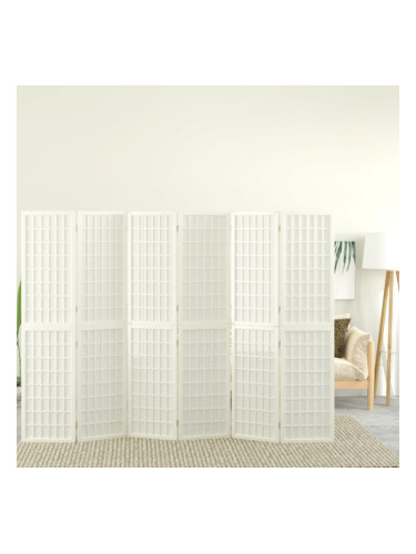 Sonata H Параван за стая, 6 панела, в японски стил, 240x170 cм, бял