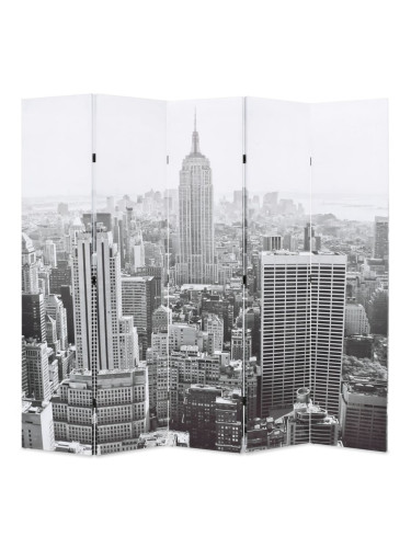 Sonata H Сгъваем параван за стая, 200x170 см, дневен Ню Йорк, черно-бял
