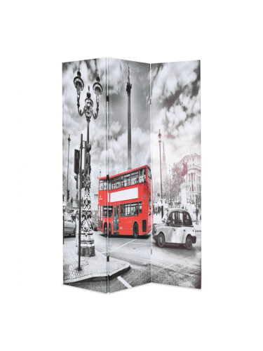 Sonata H Сгъваем параван за стая, 120x170 см, автобус Лондон, черно-бял