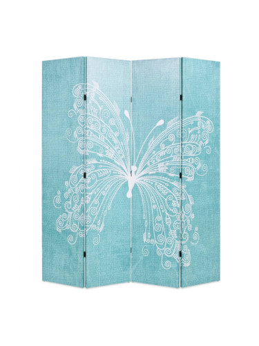 Sonata H Сгъваем параван за стая, 160x170 см, пеперуда, син