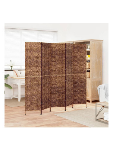 Sonata H Разделител за стая, 5 панела, кафяв, 205x180 см, воден хиацинт