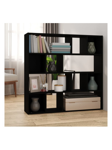 Sonata H Библиотека/разделител за стая, черна, 105x24x102 см