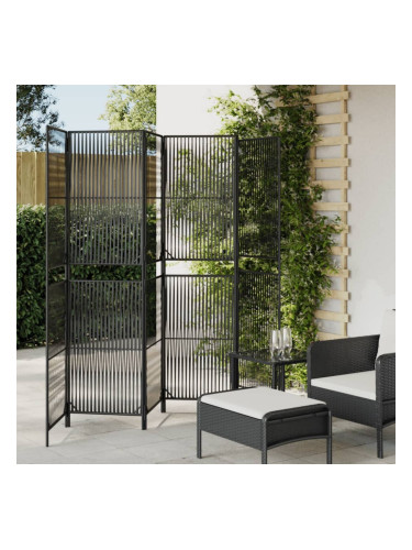 Sonata H Параван за стая, 6 панела, черен, полиратан