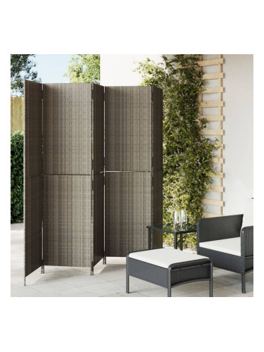 Sonata H Параван за стая, 5 панела, сив, полиратан