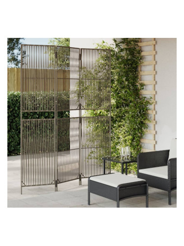 Sonata H Параван за стая, 3 панела, сив, полиратан