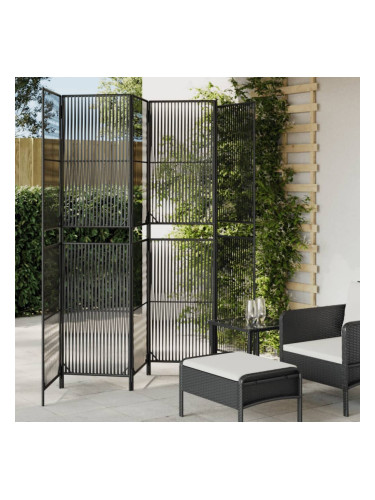 Sonata H Параван за стая, 6 панела, черен, полиратан