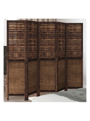 Sonata H Разделител за стая, 5 панела, тъмнокафяв, дърво пауловния масив