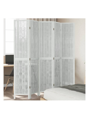 Sonata H Разделител за стая, 5 панела, бял, дърво пауловния масив