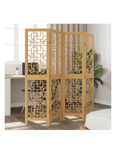Sonata H Разделител за стая, 4 панела, кафяв, дърво пауловния масив