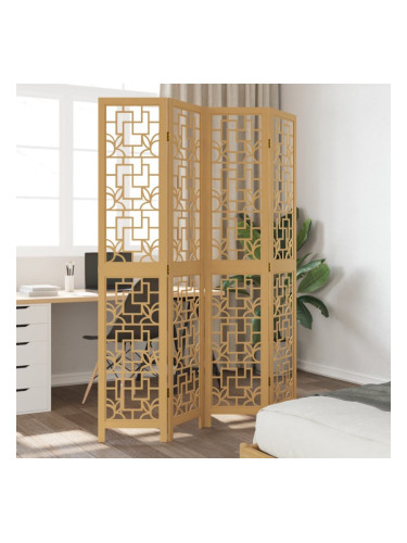 Sonata H Разделител за стая, 4 панела, кафяв, дърво пауловния масив