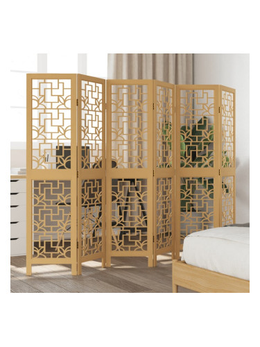 Sonata H Разделител за стая, 6 панела, кафяв, дърво пауловния масив