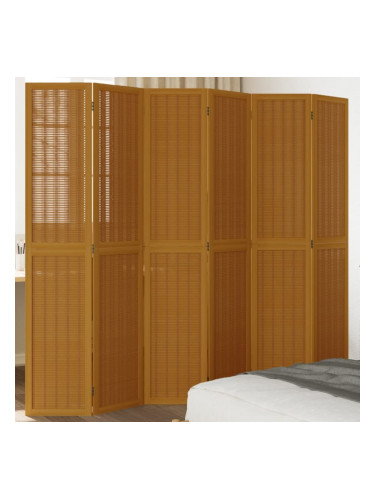 Sonata H Разделител за стая, 6 панела, кафяв, дърво пауловния масив