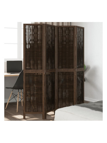 Sonata H Разделител за стая, 4 панела, тъмнокафяв, дърво пауловния масив